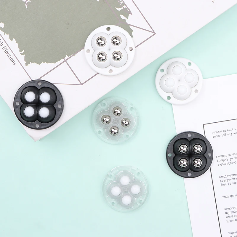 4Pcs Non Punching Adhesive Furniture Ball Universal Pulley Household Mobile Base Caster Accessories Trash Can Bottom Wheel