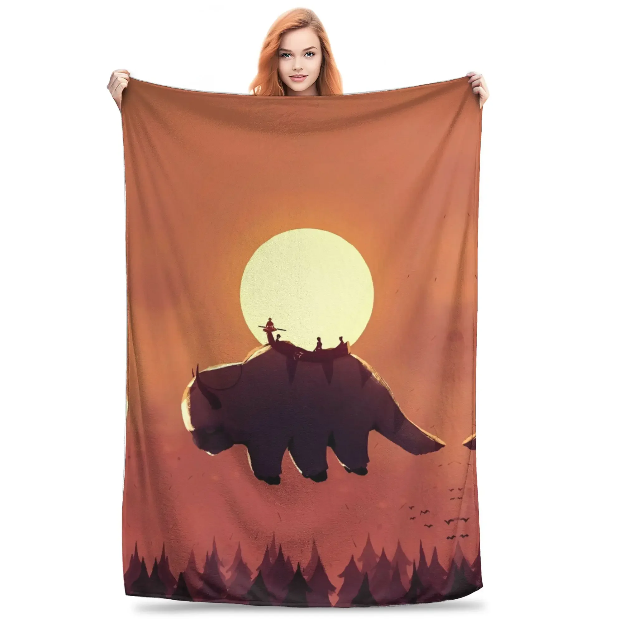 Avatar The Last Airbender Appa Plush Throw Blanket Flannel Warm Bedspread For Bedroom Adult Kids Birthday Gift Home Textile