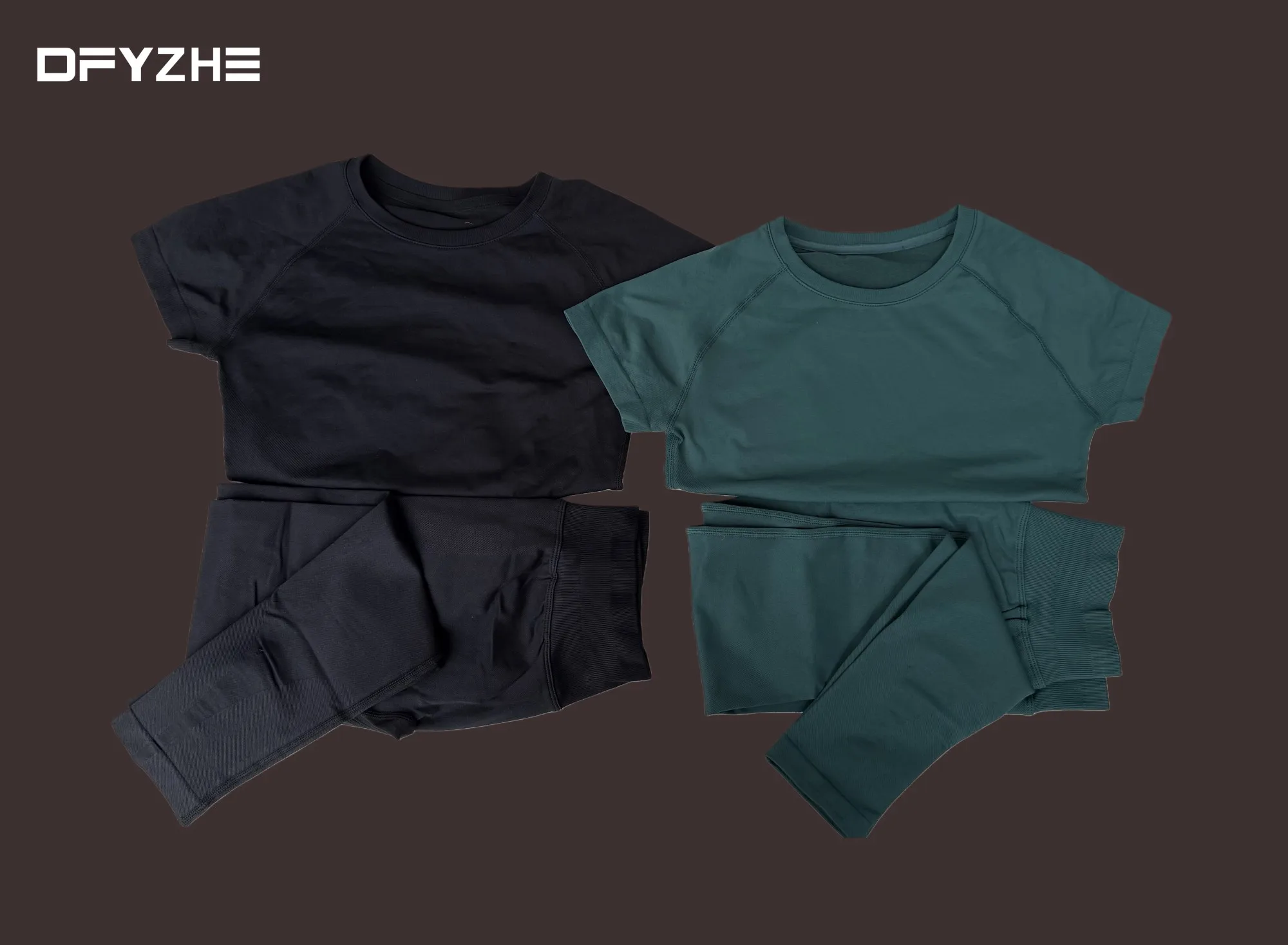 

DFYZHE two-piece set short sleeved round neck pants set yoga sports leggings fitness sportswear cycling boxing pants set