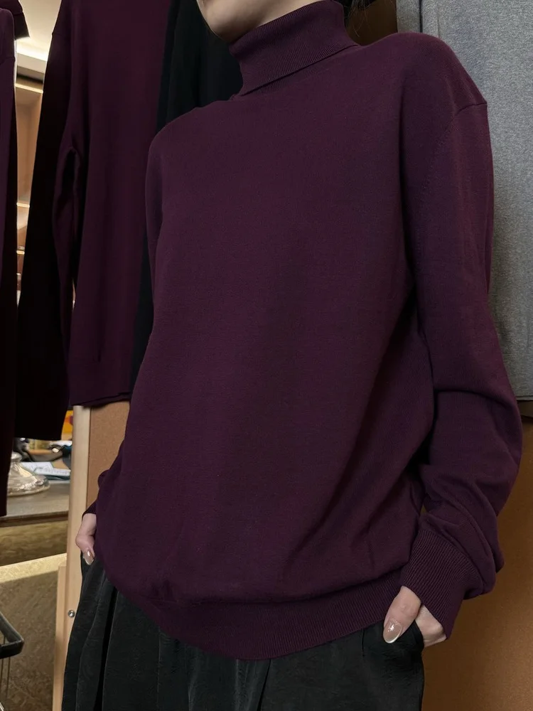 

Men's High Collar Long Sve Knitted Sweater Warm Base Layer irt Versatile Casual Sle Comfortable mid Weight Knitwear