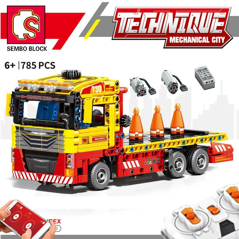 

SEMBO TECHNICAL RC Car Rescue Truck Building Blocks Construction Engineering Remote Control Collectible Model Kits Bricks Gifts