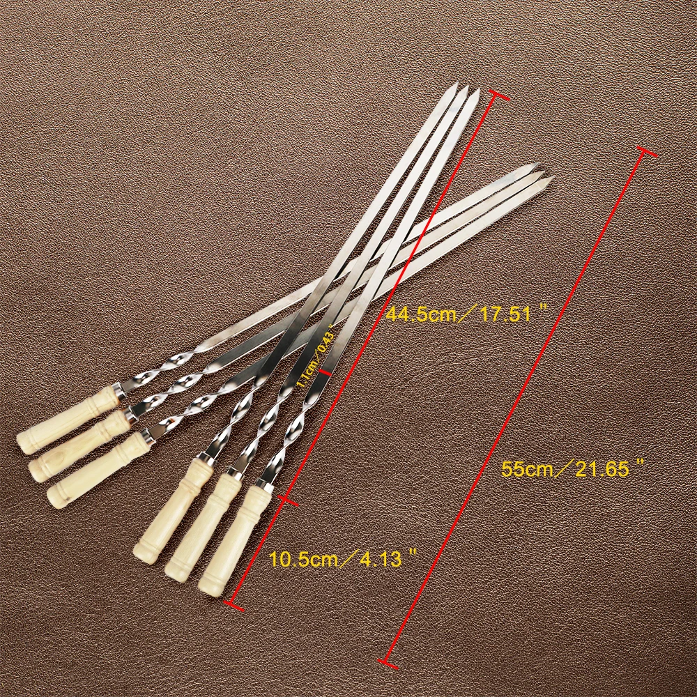 Wood BBQ Fork Stainless steel Outdoors Grill Needle 55cm 21.65\