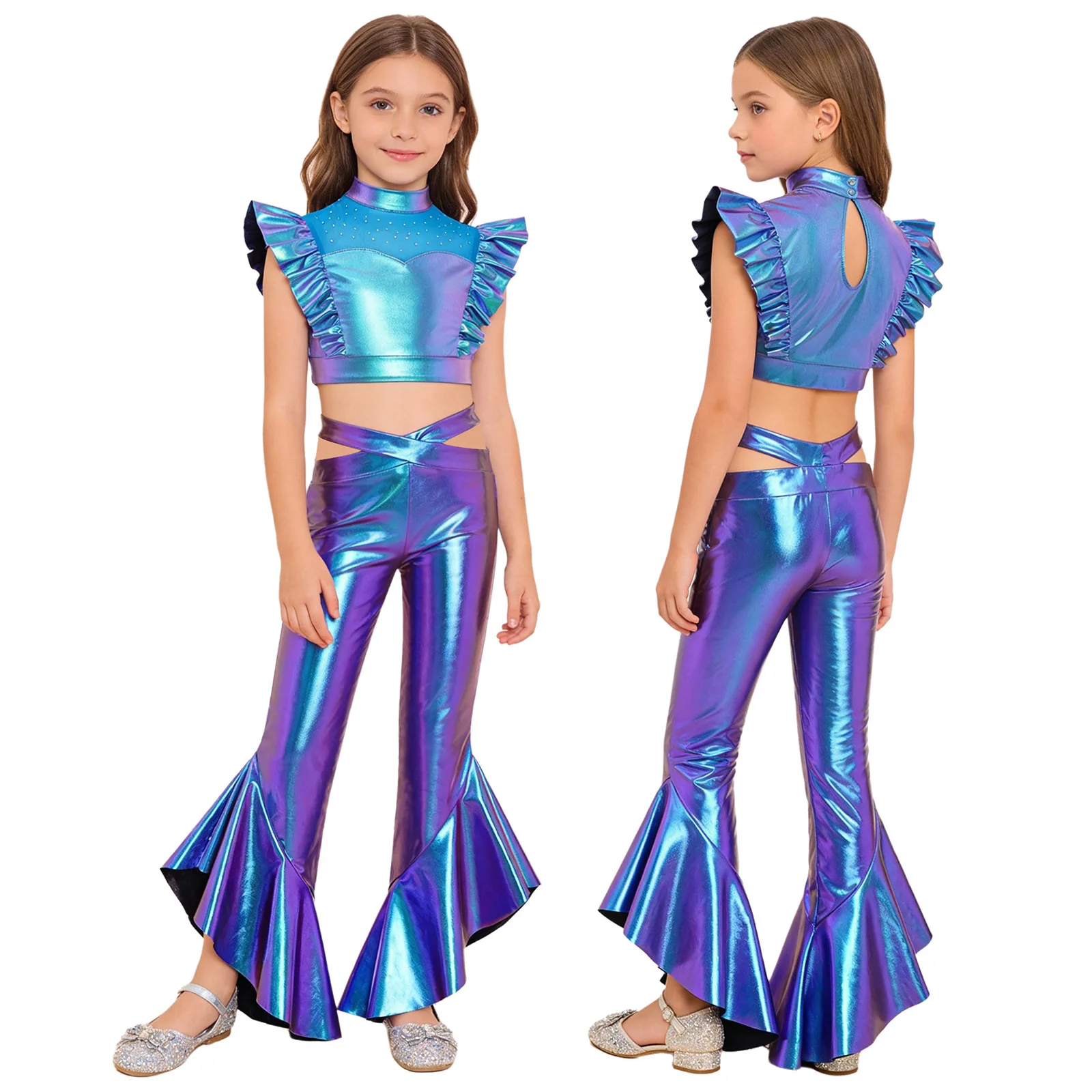 fantasia-de-halloween-para-meninas-estilo-disco-dos-anos-70-roupa-de-danca-hip-hop-jazz-brilhante-com-top-cropped-de-strass-e-calcas-largadas
