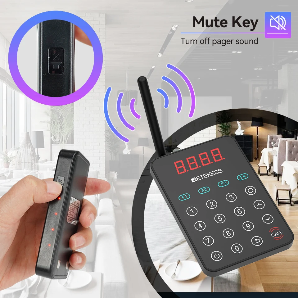 RETEKESS TD177 Restaurant-Pager-Rufsystem: Vibrations- und Klingel-Empfänger für Food Trucks, Cafés, Bars, Clubs und Gäste-Warteschlangen – Detail 15