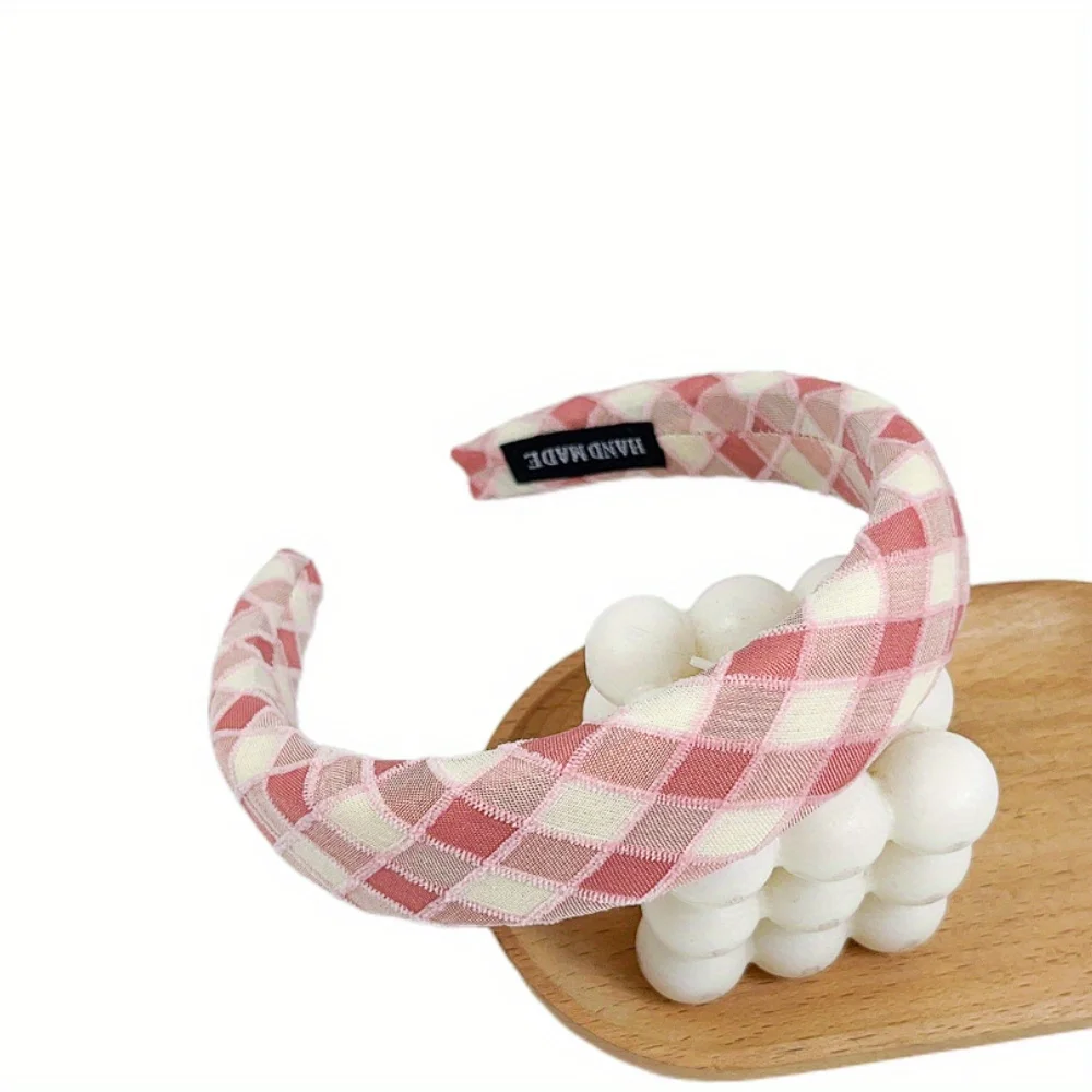

Women's Plaid Sponge Rainbow Wide Hairband College-Style Sports Casual Hair Accessories