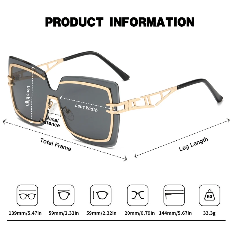 Juncture moda feminina óculos de sol vestir óculos de sol grande quadro gradiente senhora óculos festa presentes do feriado óculos de sol para mulher
