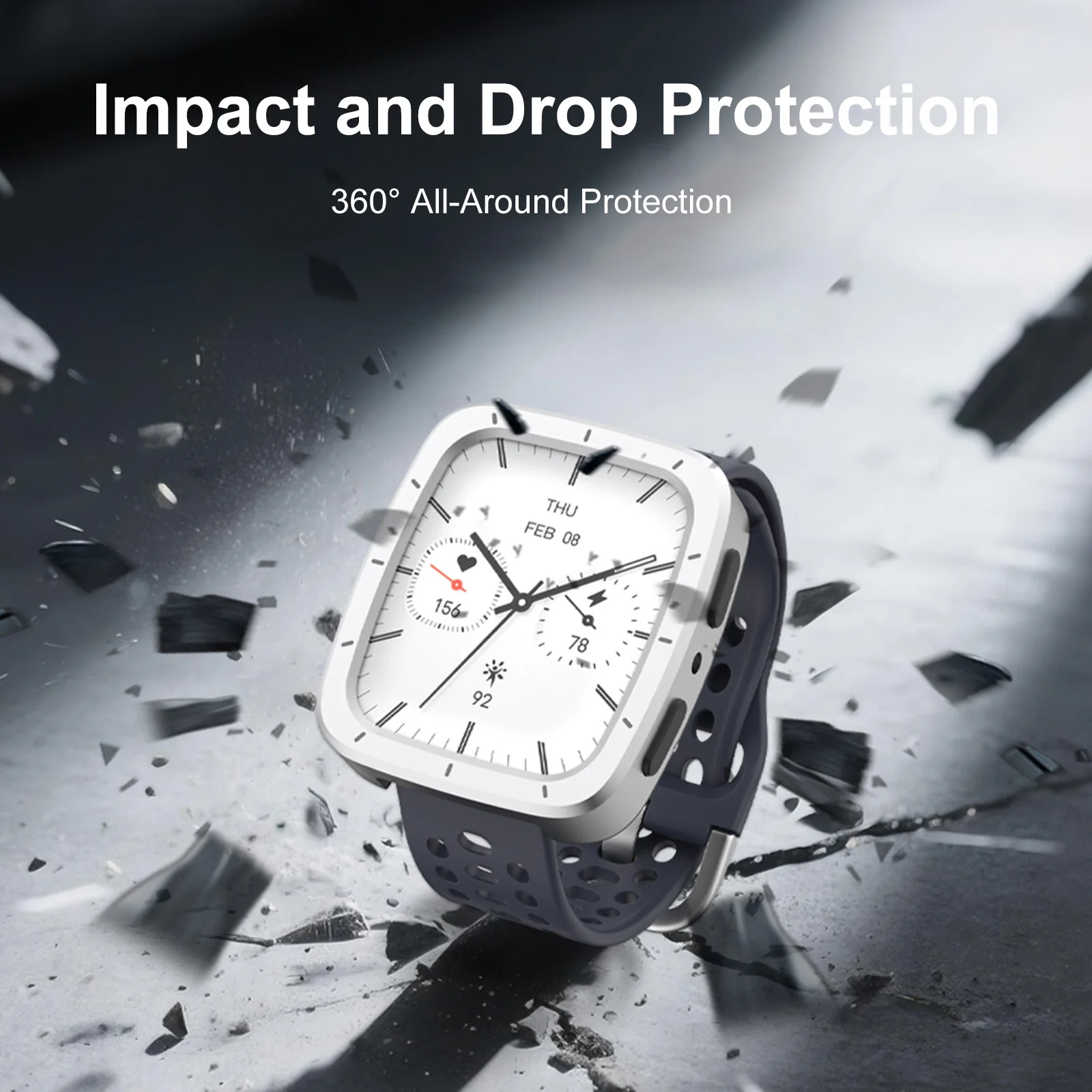 

Metal Case TPU Back Cover Shockproof Protector Watch Protective Cover Frame for Amazfit Active 2 Square Smartwatch