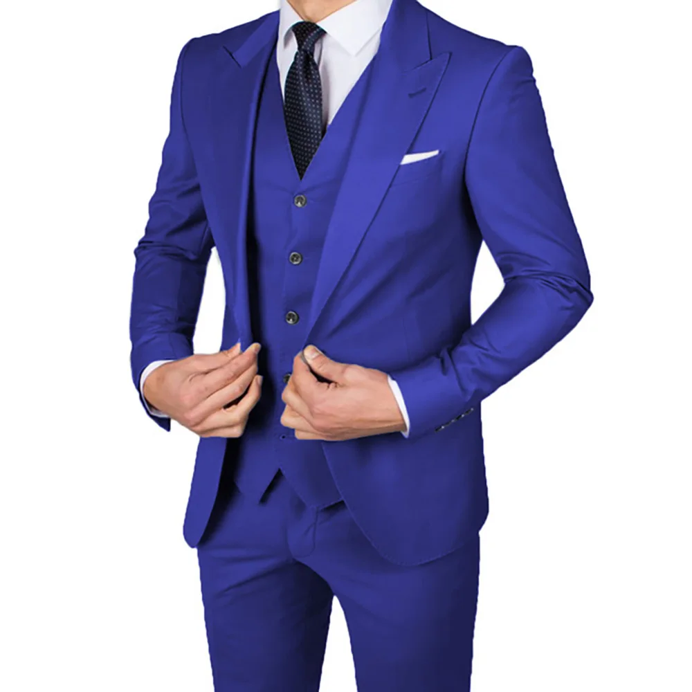 2023 Fashion Teal Men Suits 3 Pcs Groom Wear Wedding Suits Formal Tuxedo Party Best Man Blazer Costume Homme Slim Fit Terno