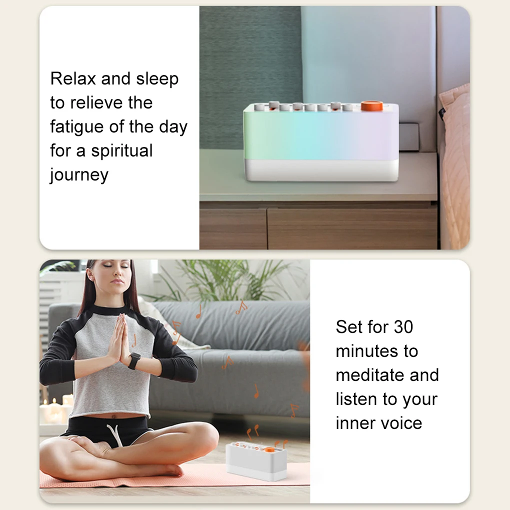White Noise Sleep Sound Machine With 8 Nature Sounds, Portable Bluetooth Speaker 7 Colors Night Lights