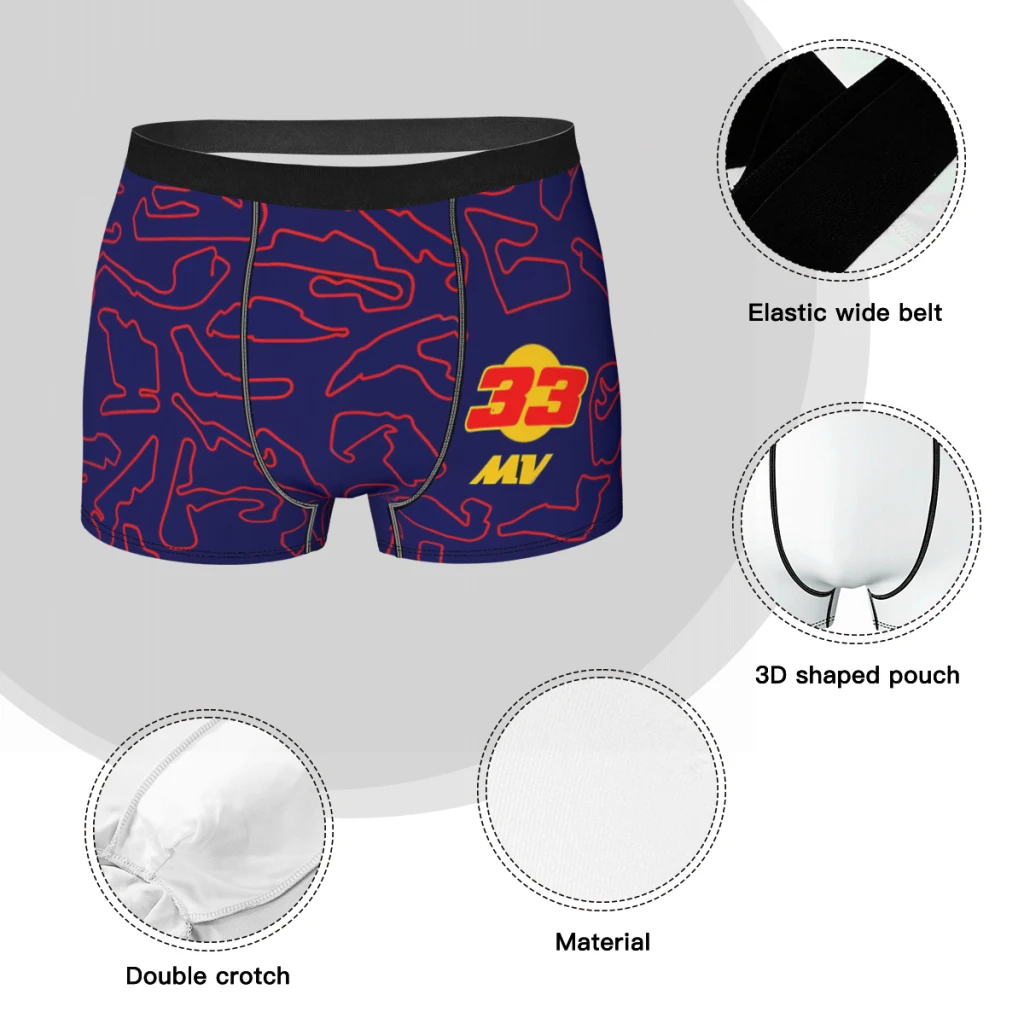 33 MV Circuitos Formular 1 Cuecas Algodão Cuecas Homem Roupa Interior Imprimir Shorts Boxer Briefs