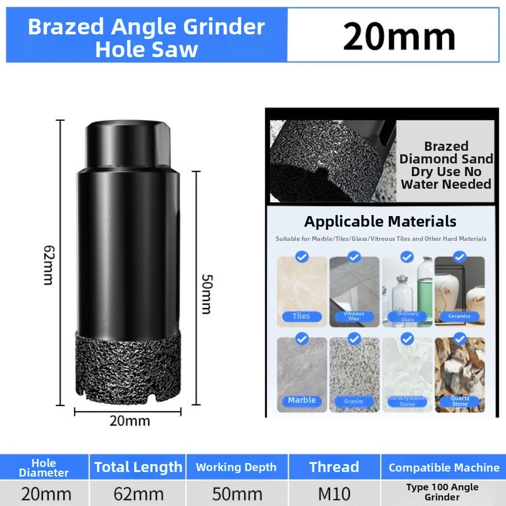 M10 Thread Core Drill Bit 6/12/20/35mm Diameter Multi-Size Hole Saw Cutter Dry Cutting Type Dry Drill Bit