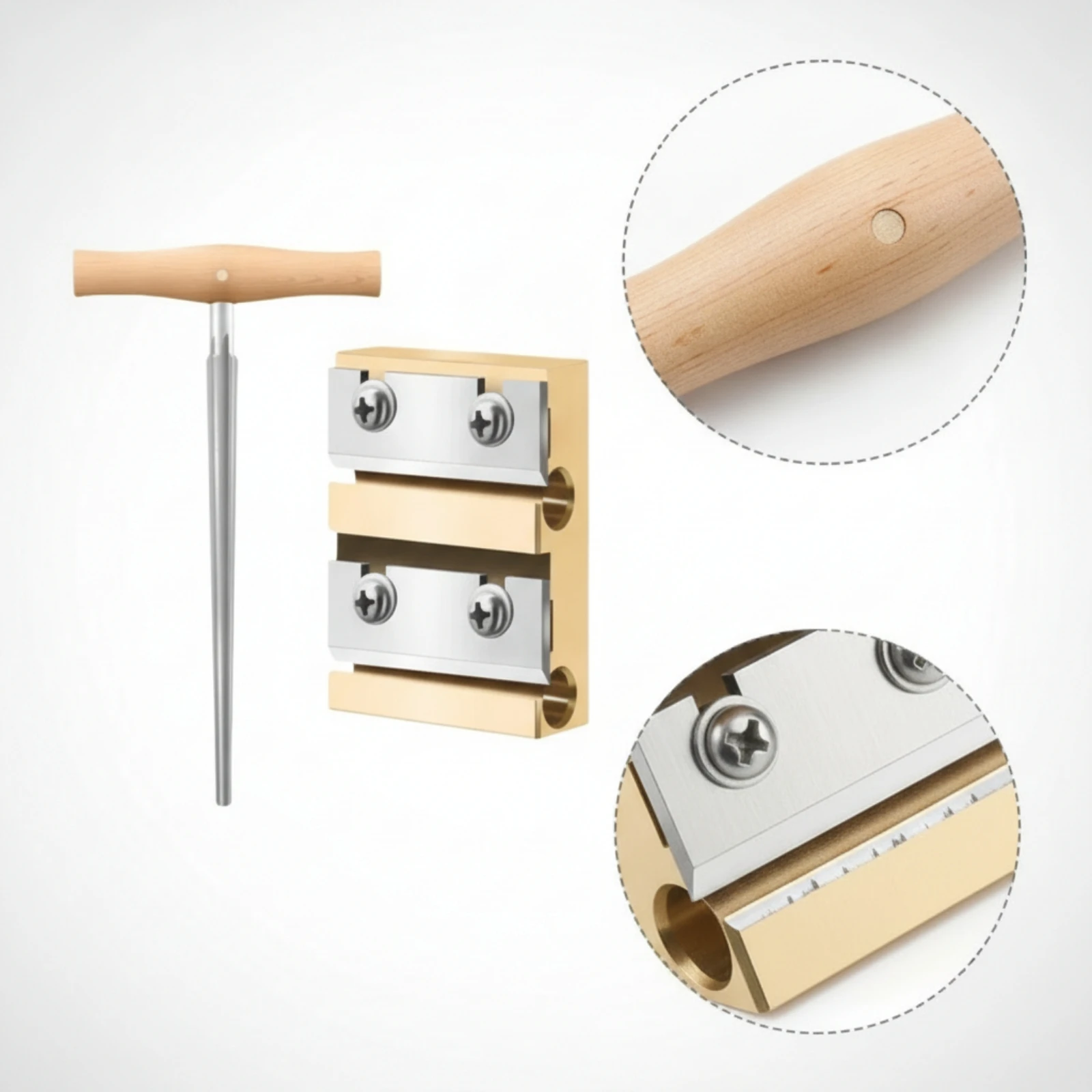 2 Pieces Peg Shaper Tapered Violin Peg Reamer Shaper with Wooden Handle Precision Lutherie Tool Manual for Luthiers