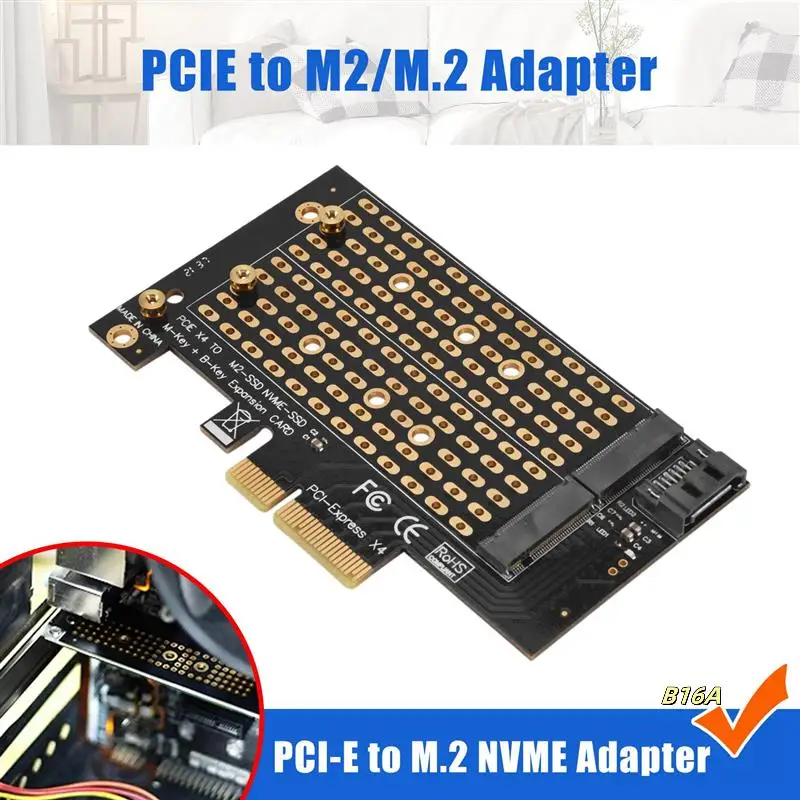 

Pcie To M2/M.2 Adapter M.2 Ngff To Desktop Pcie X4 X8 X16 Nvme Sata Dual Ssd Pci Express Adapter Card