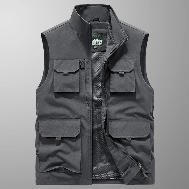 Summer Outdoor Work Safari Fishing Travel Photo Hiking Vest Men Gym Jogging Running Sport Sleeveless Mesh Waistcoat Men Clothing