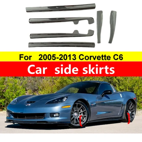 For 05-13 Corvette C6 Z06 Wide Body Model ZR1 Style ABS Side Skirts Tilt Panel Applicable to Wide Body Only