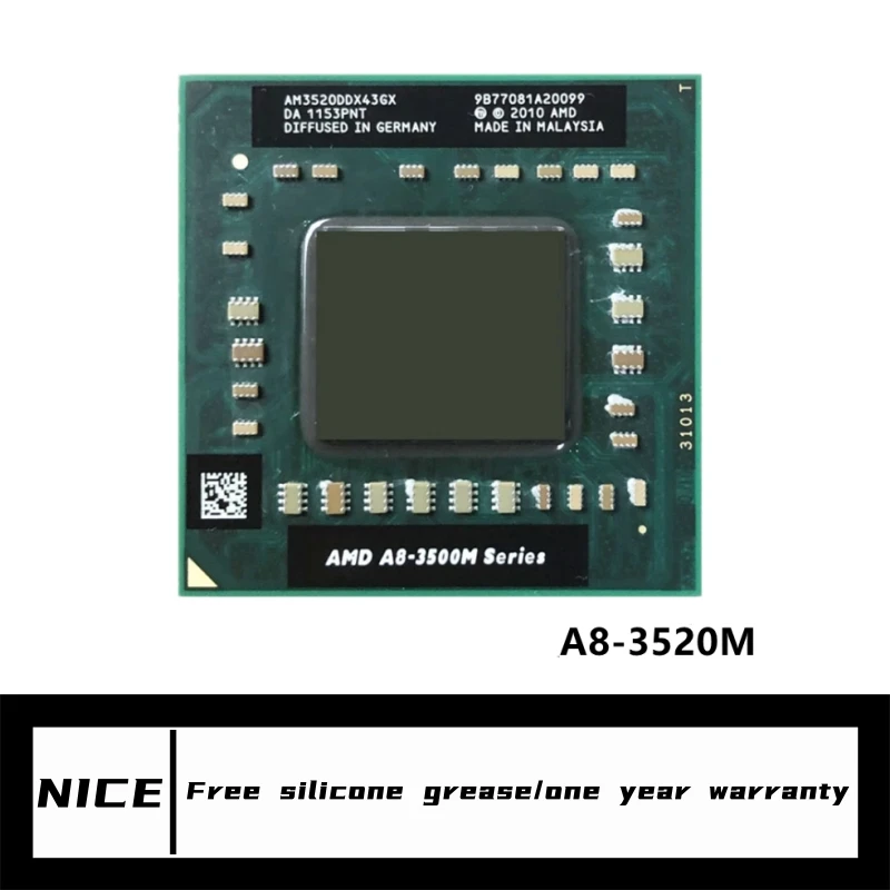 A8-3520M A8 3520m am 3520 ddx 43 GX CPU Processor A8 Series Slot FS1 CPU 4M Cache / 1.6GHz/Quad core