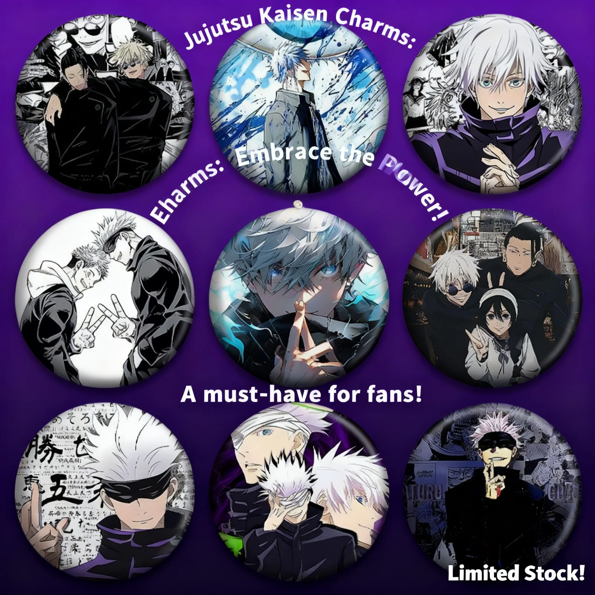 

Jujutsu Kaisen Gojo Satoru Geto Suguru Anime Badge Double Flash Pin Brooch Birthday Gift Accessories Cosplay Merchandise Fan