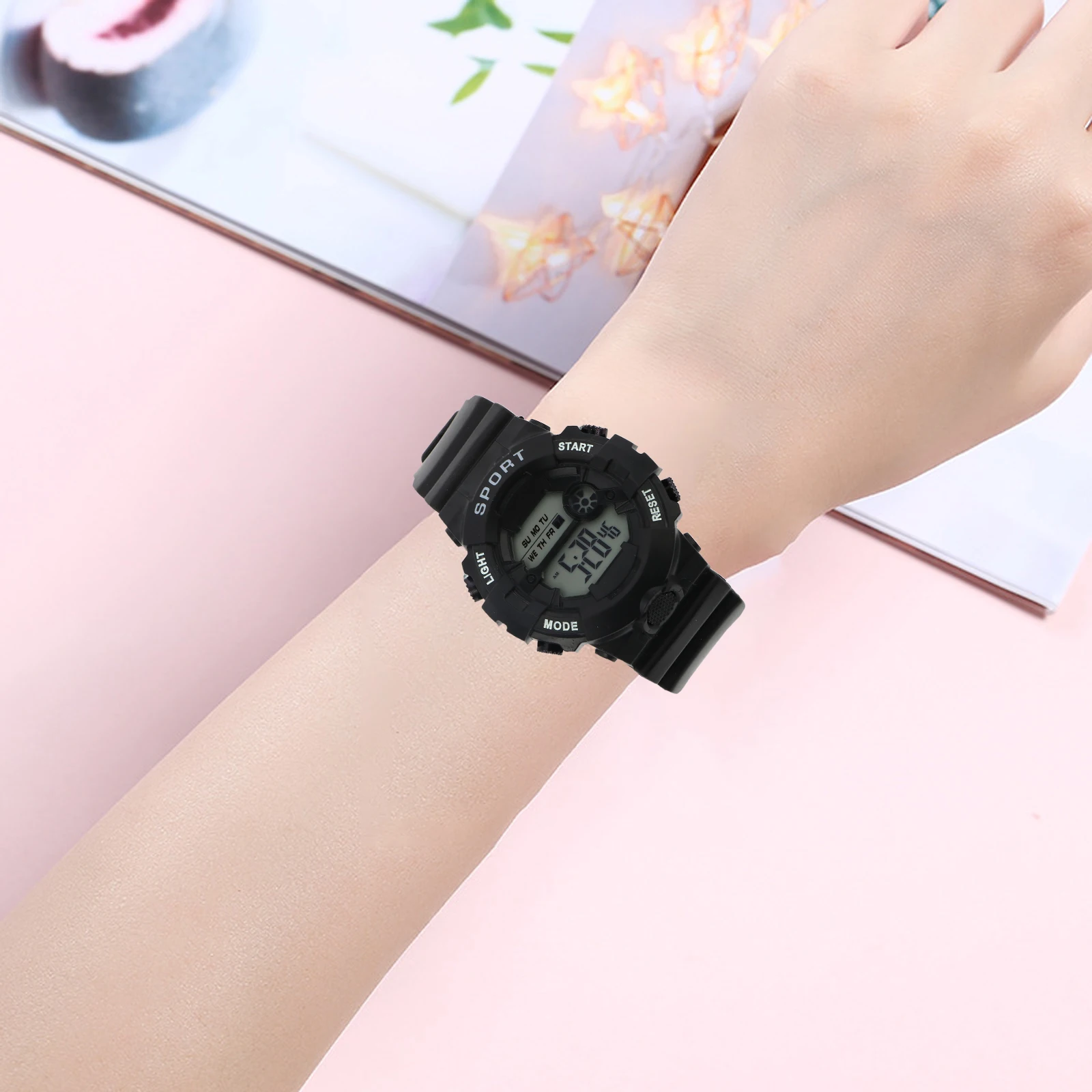 

Digital Night Luminous Waterproof Watch Men Women Kids Boys Black Electronic Timekeeping Outdoor Sports Large Screen Back Light