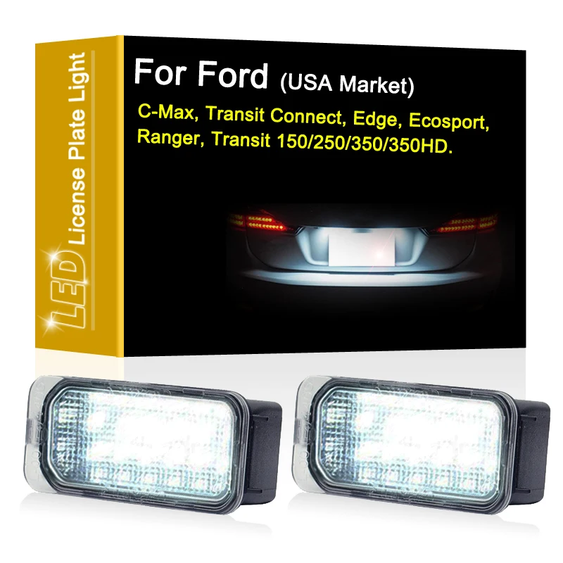 12V LED License Number Plate Light Assembly For Ford C-Max Transit Connect Edge Ecosport Ranger Transit 150/250/350