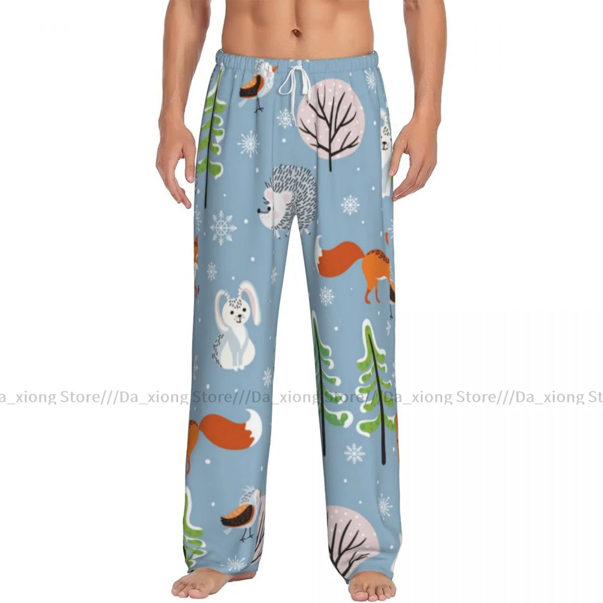 Winter Forest Background Mens Pajamas Pyjamas Pants Lounge Pants Sleep Bottoms