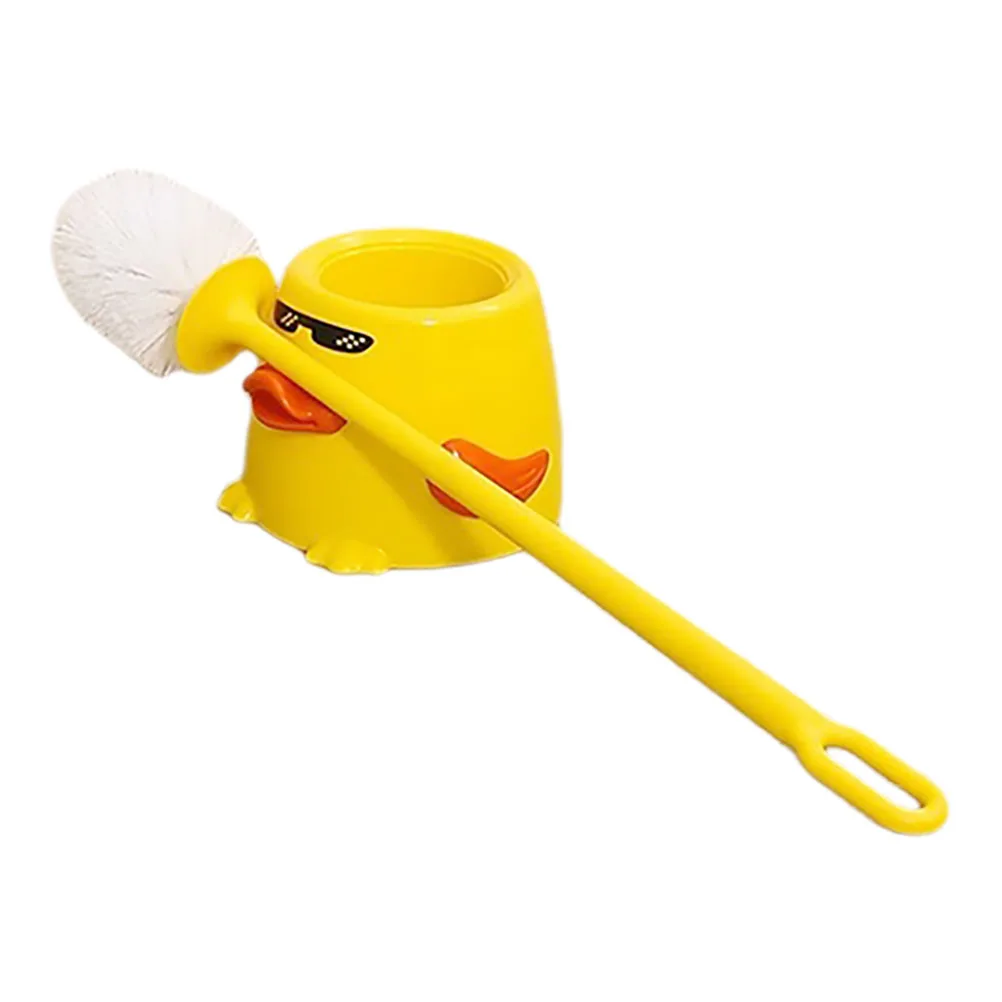

Little Yellow Duck Toilet Brush Long Handle Soft Bristles Bathroom Cleaning Scrubber Bowl Tool Small Duck Shaped Holder Cleaner
