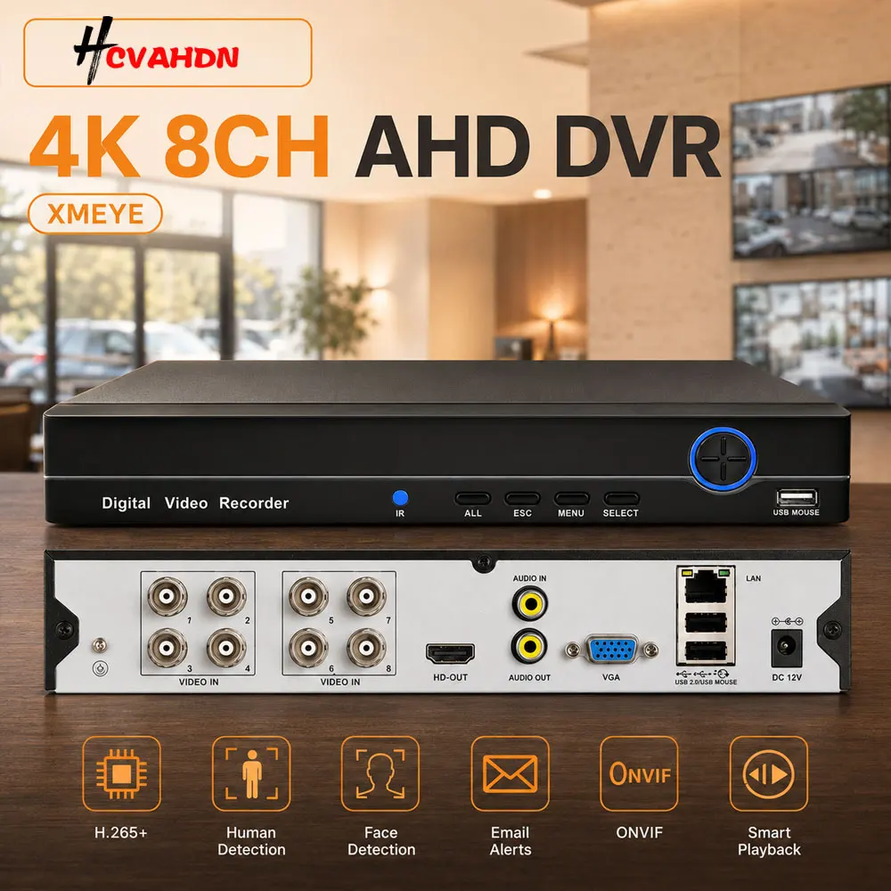 XMEYE AHD 4K 8CH CCTV DVR Recorder Face Detection 6 IN 1 Hybrid NVR Security System 8MP 8 Channel Digital Video Recorder 5MP 4CH