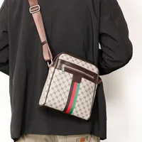 Luxury Design Men's Crossbody Bags Fashion Plaid Letter Printed Crossbody Bag Men Square Shoulder Bag Male Sling Messenger Bag - Image 3