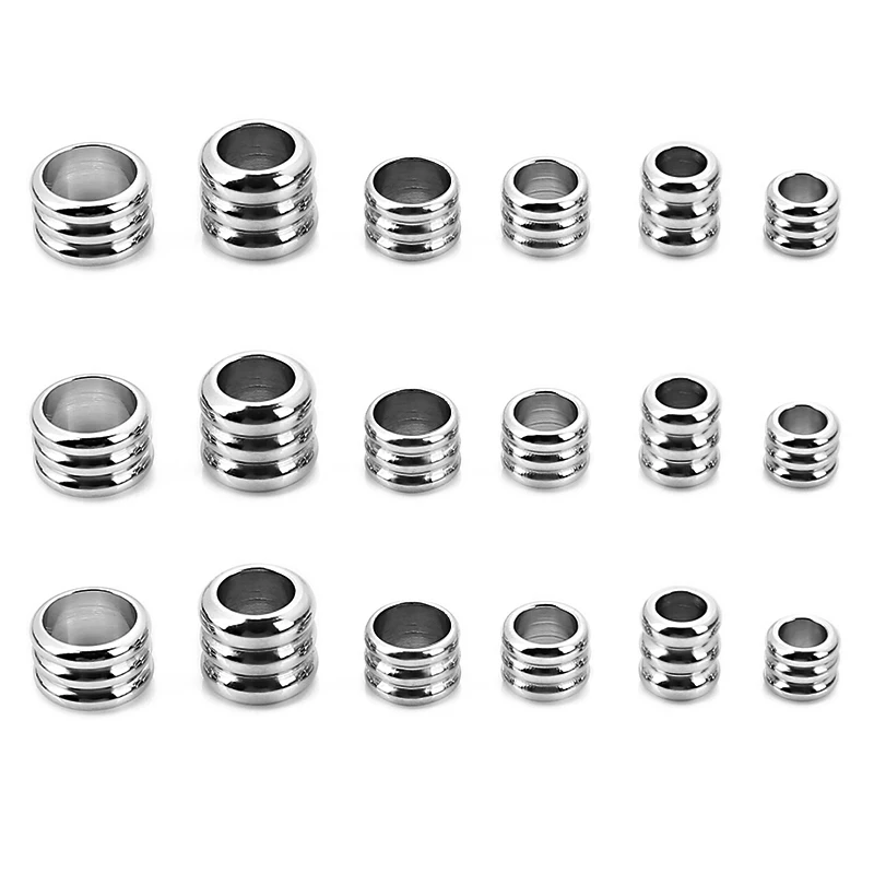 30pcs 3mm 4mm 5mm 6mm Stainless Steel Big Hole Spacer Beads for DIY Jewelry Making Charm Necklace Bracelet Tube Beads Wholesale