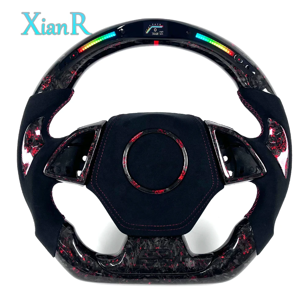 Custom Dark Blue Forged Carbon Fiber Steering Wheel for Chevy Camaro 2019 2020 2021 2022 2023 2024 SS ZL1 LT1 Flat Bottom