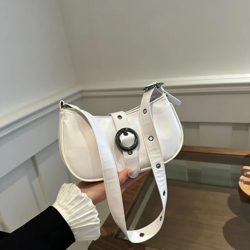 

2025 однотонная сумка подмышки, винтажная сумка через плечо для женщин, свежая сумка через плечо, текстурированная сумка на ремне, элегантная сумка «день-ночь» ​