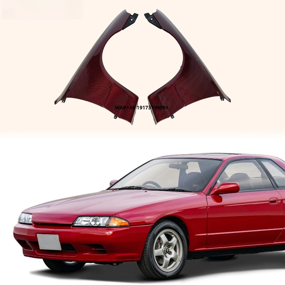 

Передний бампер и крыло из красного карбона в стиле OE для Skyline R32 GTS (только для данной модели), автомобильные аксессуары