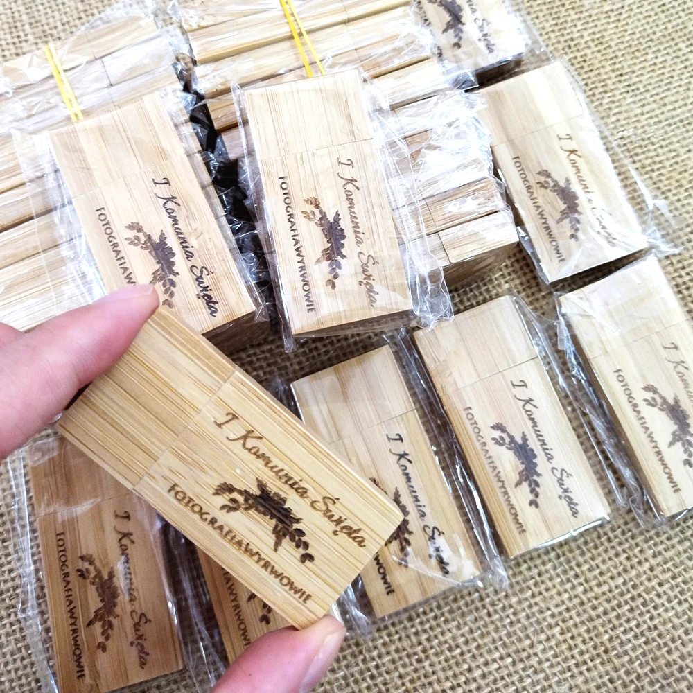 20 unids/lote unidad Flash USB 2,0 4GB unidad de bolígrafo caja de madera logotipo Personal gratuito memoria Stick 32GB 128GB regalo de boda U disco Pendrive