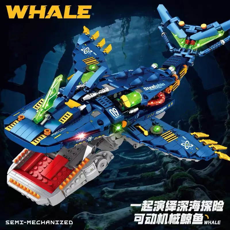 

Sci-Fi Whale Building Blocks, DIY Marine Ornament, Creative Gift for Tech/Animal Fans