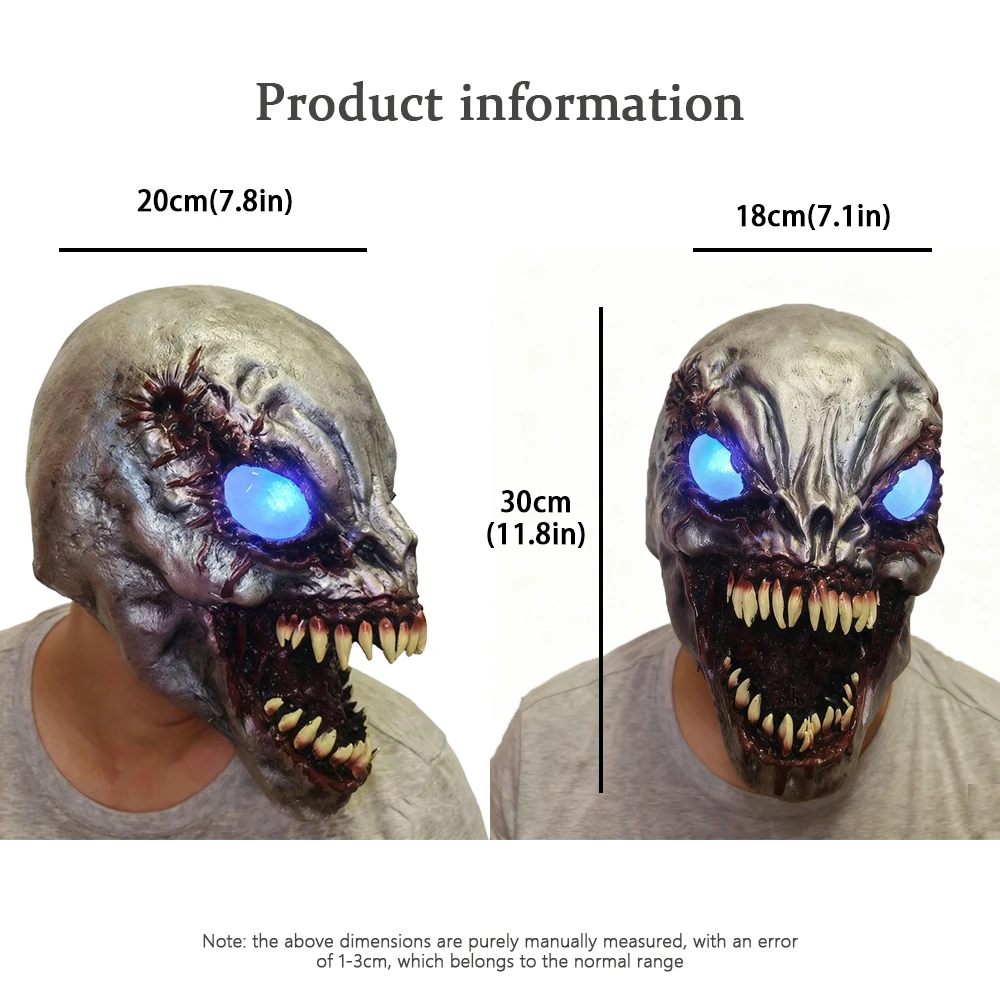 光るヴェノムシンビオートラテックスマスク - 映画に忠実な恐ろしいコスプレ用ヘッドピース、ハロウィーンホラーイベントに最適
