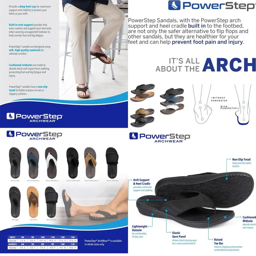 

Men's Arch Support Flip Flops with Cushioned Sole, Lightweight and Non-Slip