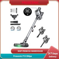 Proscenic P13 Cordless Vacuum Cleaner 35Kpa Suction Stick Vacuum with Green Light LED 45mins Runtime Anti-tangle Roller Brush