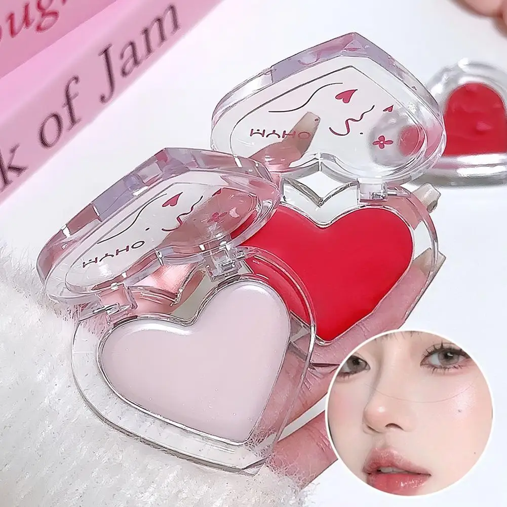 Clear Blush Cream Makeup Palette Moisturizing Cheek Tint Brightening Multi-function Water Gloss Highlighter Love Shape