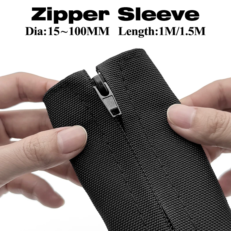 Zippered Textile Sleeve 100cm/150cm Dustproof Wire Cord Protector For Home Office Auto Multipurpose Cable Management Organizer