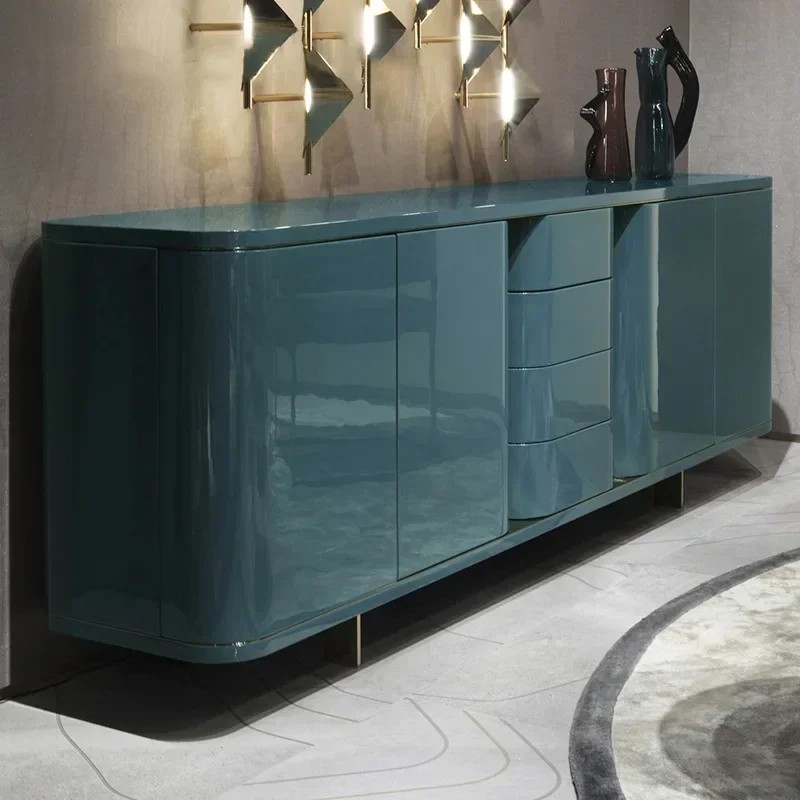 Light luxury modern simple solid wood metal side cabinet
