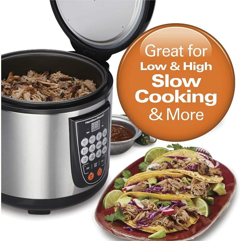 Digital Programmable Rice Cooker & Slow Cooker & Food Steamer, 20 Cups Cooked (10 Cups Raw), 14 Pre-Programmed Settings