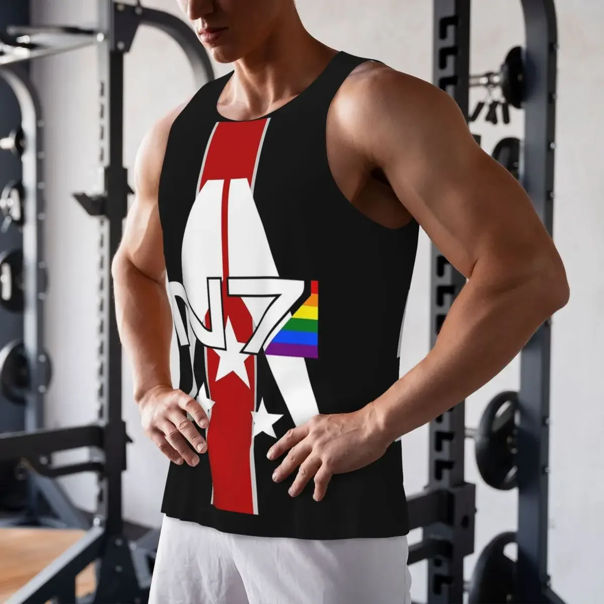 Quick Dry N7 Pride, Mass Effect Gym Tank Muscle Sleeveless Shirt Bodybuilding Breathable Vest