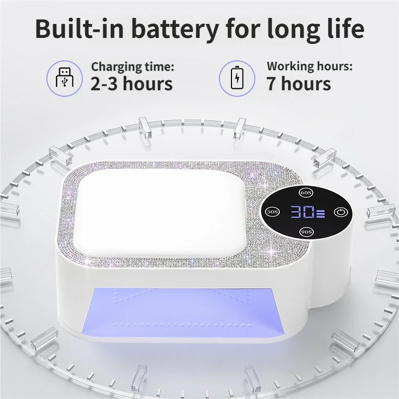 مجفف أظافر جل مصقول بالأشعة فوق البنفسجية 30 LED لاسلكي قابل لإعادة الشحن مع مستشعر تلقائي ومؤقت معدات علاج جل الأظافر