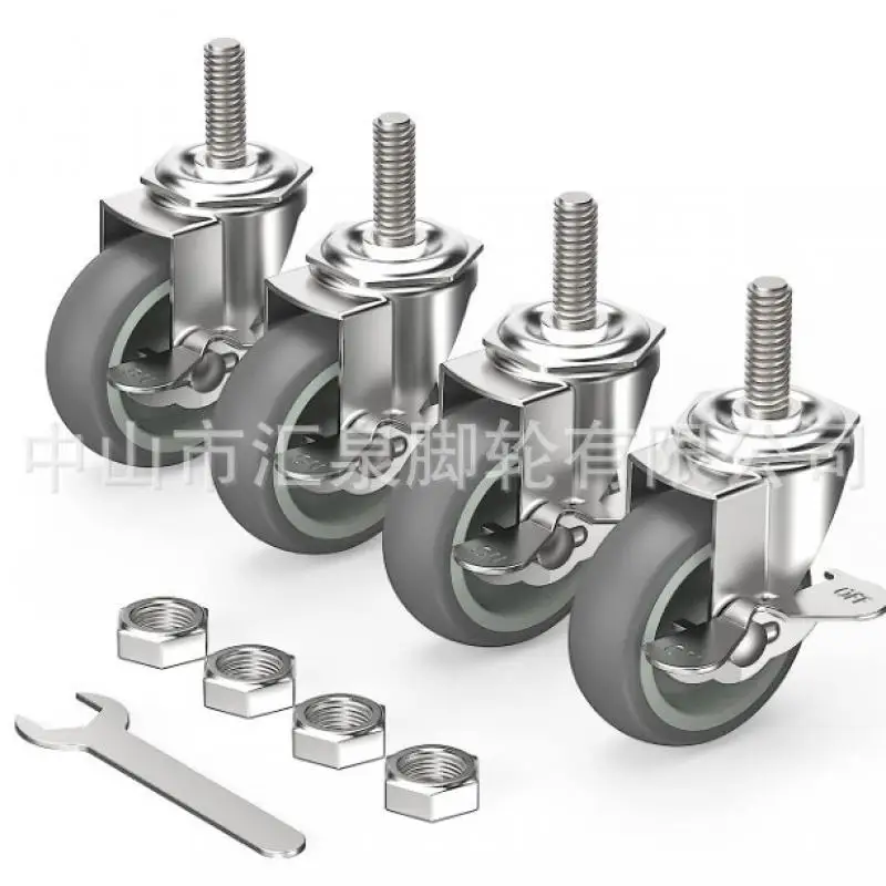 

1 Pcs 4 Inch Light-duty TPR Stem M10x15mm Swivel/brake Caster, Silent And Durable Industrial Caster