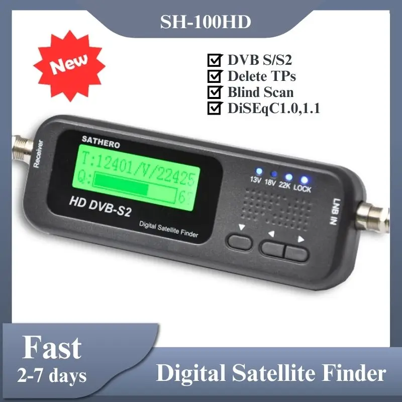 Sinyal bulucu Sathero yeni SH-100HD DVB S2 dijital uydu bulucu taşınabilir uydu bulucu metre ücretsiz sat programları