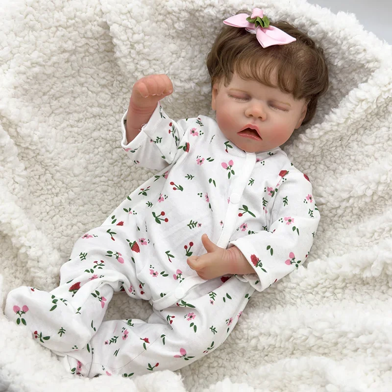 

45CM Reborn Dolls TWINA Newborn Doll Lifelike Full Silicone Body Multiple Layers Painting 3D Skin with Hand Root Hair