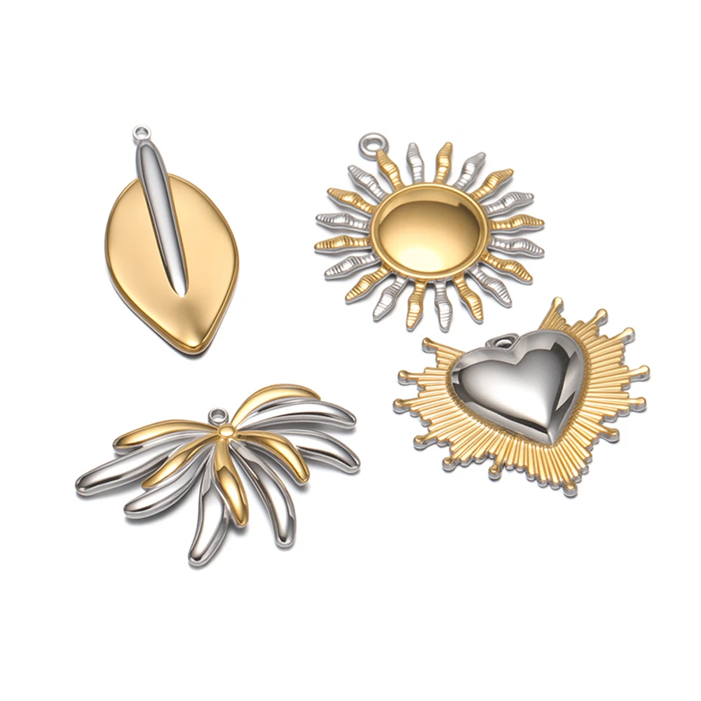 

4 шт. подвески-сердечки из нержавеющей стали золотого и стального цвета для изготовления украшений в стиле хип-хоп, сережек, браслетов и аксессуаров