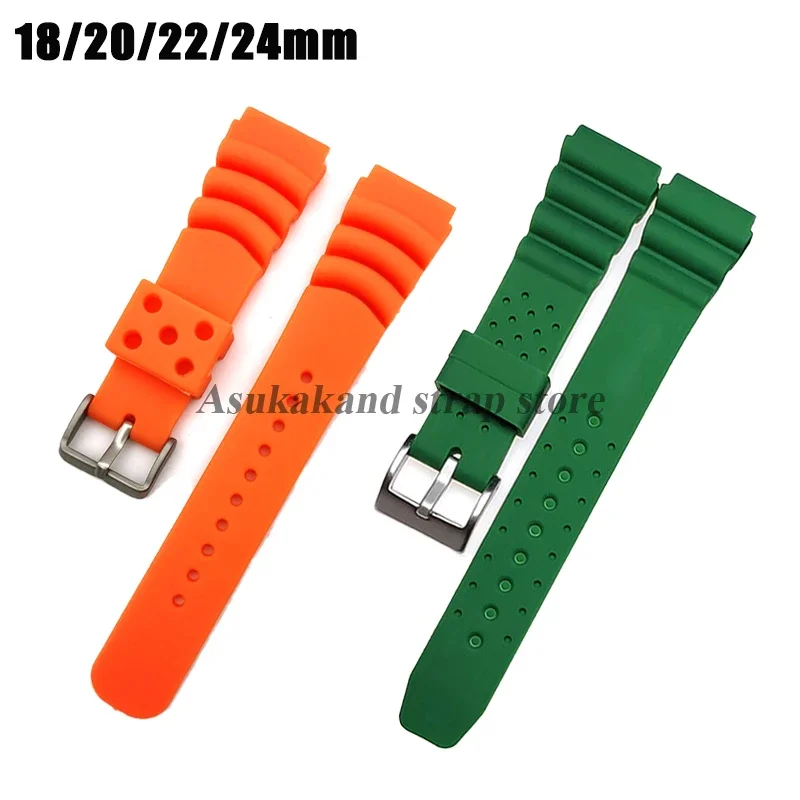 18mm 20mm 22mm 24mm Silicone WatchStrap for Seiko Diving Rubber Watchband Waterproof Wristband Men Replacement Watch Accessories