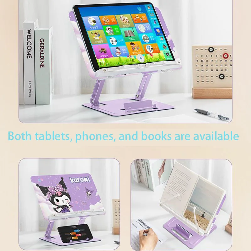Sanrio My Melody Kuromi Cinnamoroll Pochacco Adjustable Book Stand  Non-Slip 180° Rotating Metal Reading Holder for Book Tablet view 2