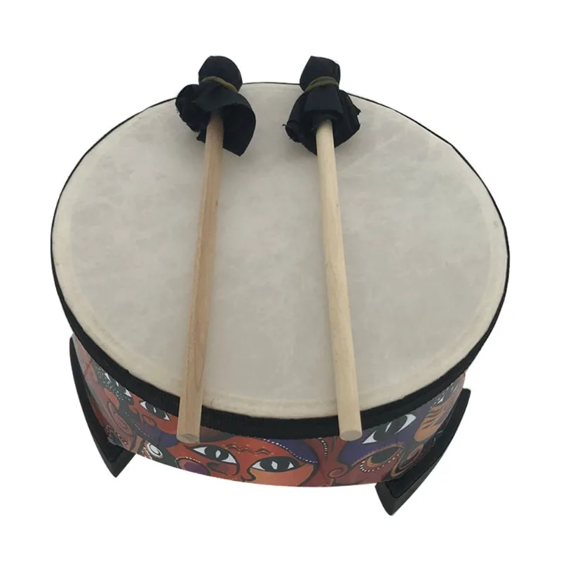 Drum Floor Kids Toy Percussion Inch Musical Instrument Mallets Orff Indian Toys Beaters 8” Wooden Children Hand