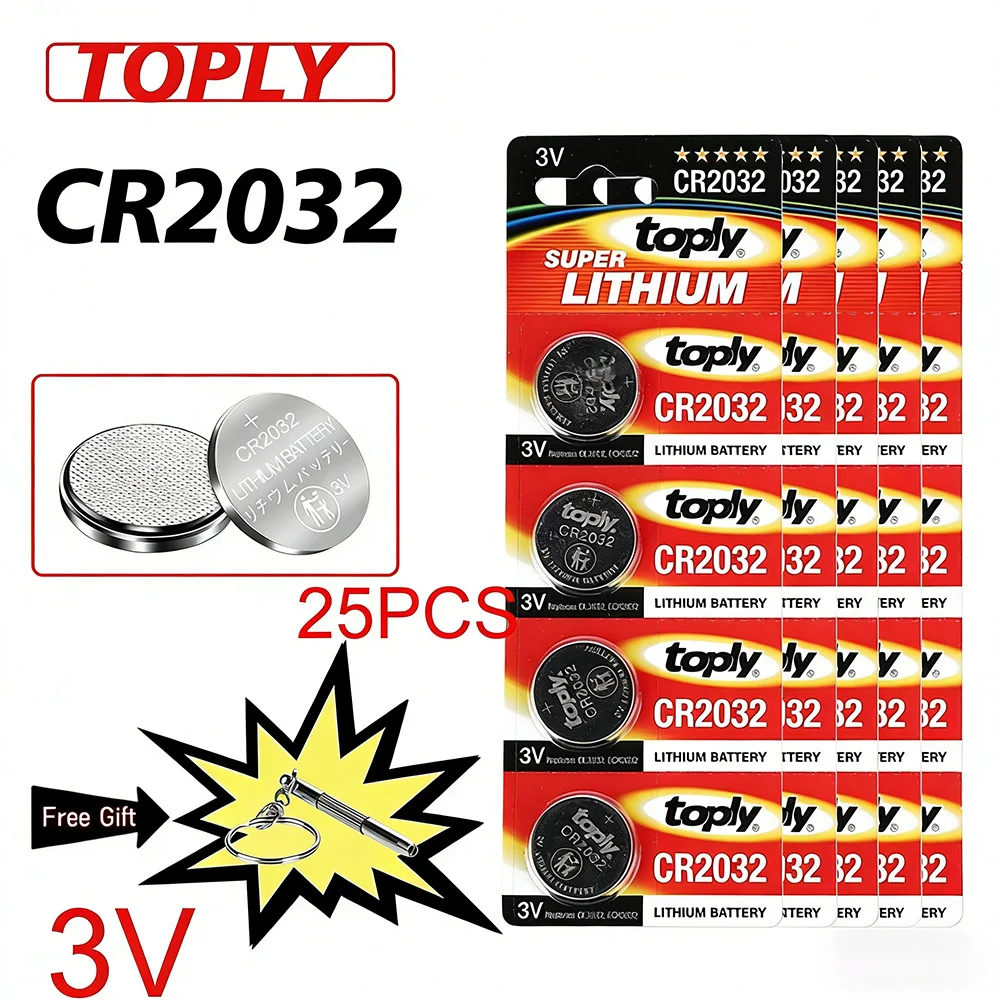 

Литиевая кнопочная батарейка 3V 210мАч CR2032 DL2032 BR2032 ECR2032 KCR2032 для часов, пультов ДУ, игрушек (в упаковке)
